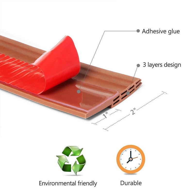 Suptikes 2 Pack Door Draft Stopper Under Door Seal for Exterior/Interior Doors, Door Sweep Strip Under Door Draft Blocker, Soundproof Door Bottom Weather Stripping, 2" W x 39" L, Brown - Image 2